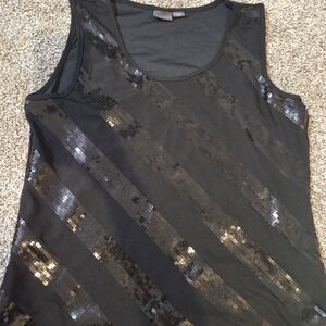 Elegant Black Sequin Sleeveless Blouse